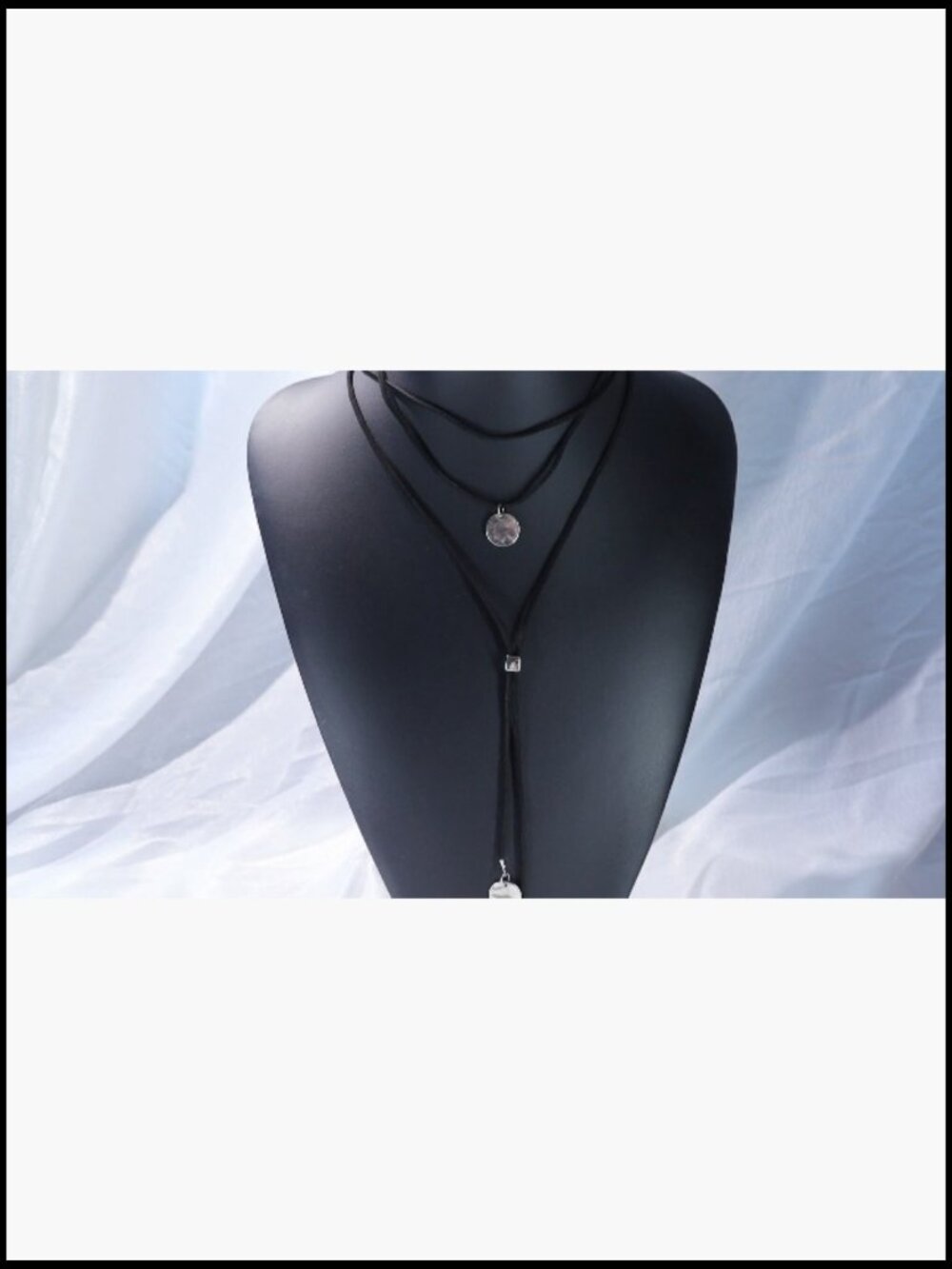 Layered Suede Choker Necklace Boho Western Cowgirl Jewelry Long Pendant - Picture 7 of 7